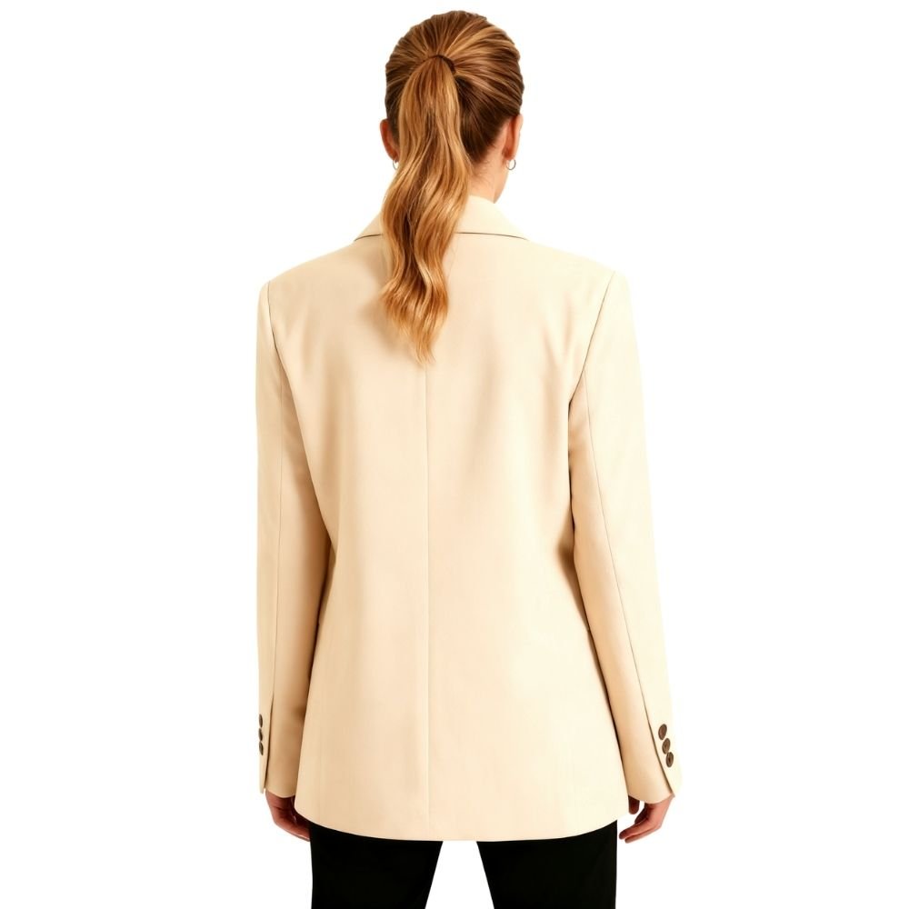 capsule wardrobe essential," "neutral tailored jacket," "investment piece," "business casual attire," "smart casual layering piece," "year-round jacket