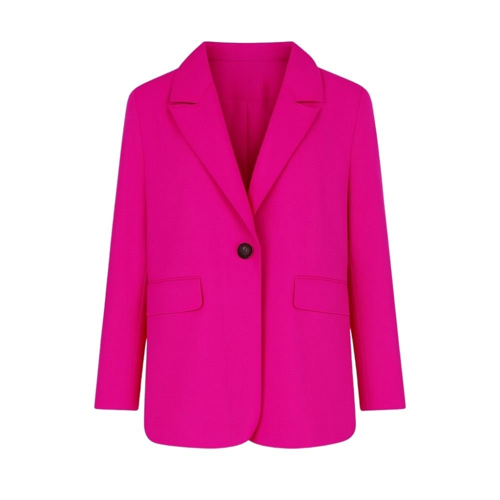 business casual jacket", "chic office wear", "notched lapel coat", "structured fit", "bold color outerwear", and "long sleeve blazer