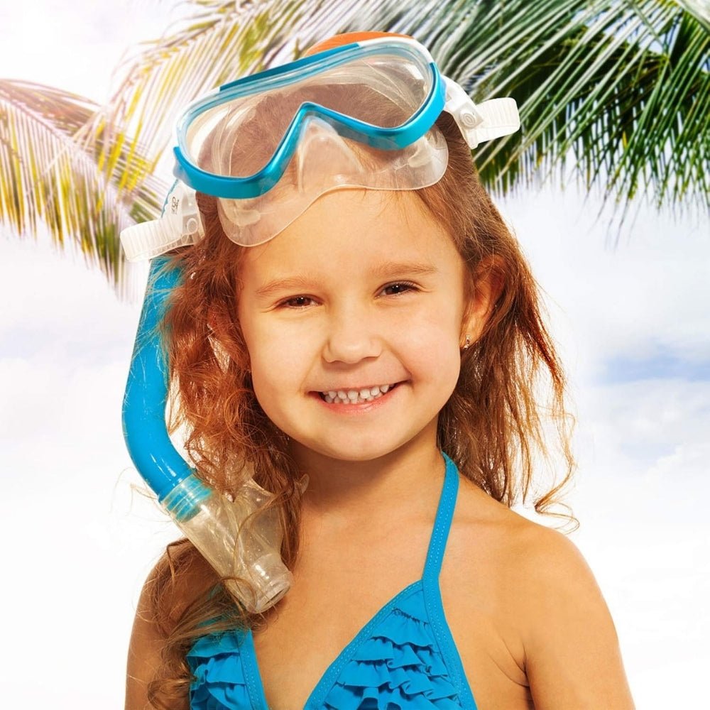 anti-leak," "panoramic view," "ocean exploration," "pool swimming," "beach vacation essential," "comfortable fit," and "easy breathing