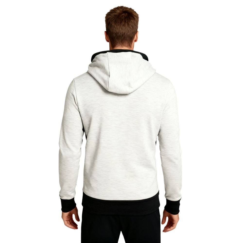 Kouvr Fashion Men's High Neck Techwear Hoodie in Beige - Front View
