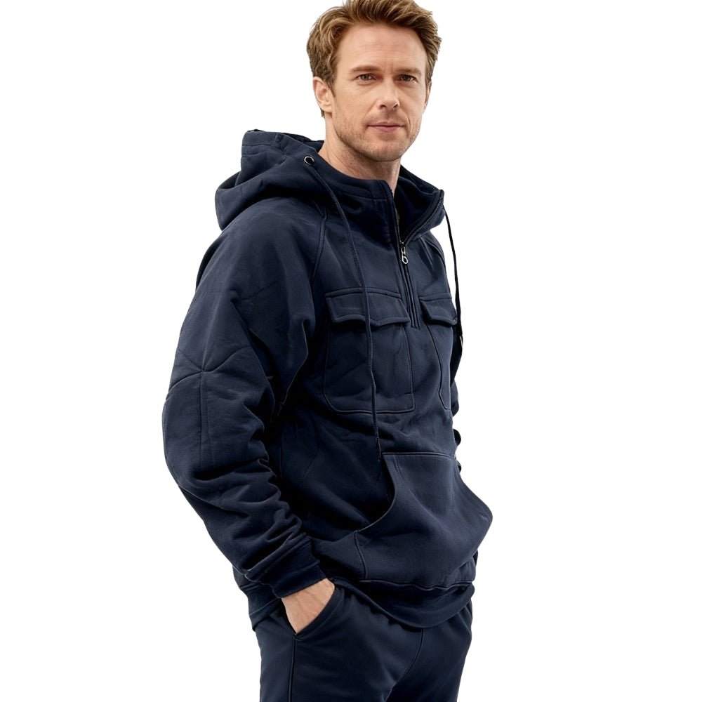 elevated loungewear," "gorpcore aesthetic," "functional layering piece," "structured silhouette," "utilitarian design," and "all-season essential