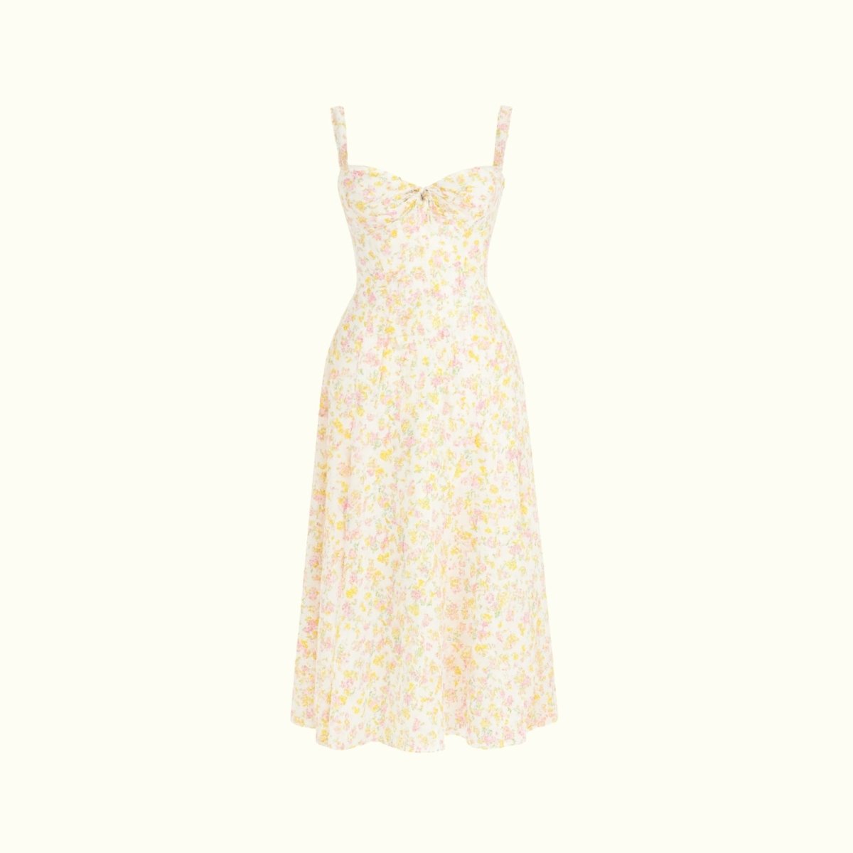 Ivory kouvr Floral dress on a white background