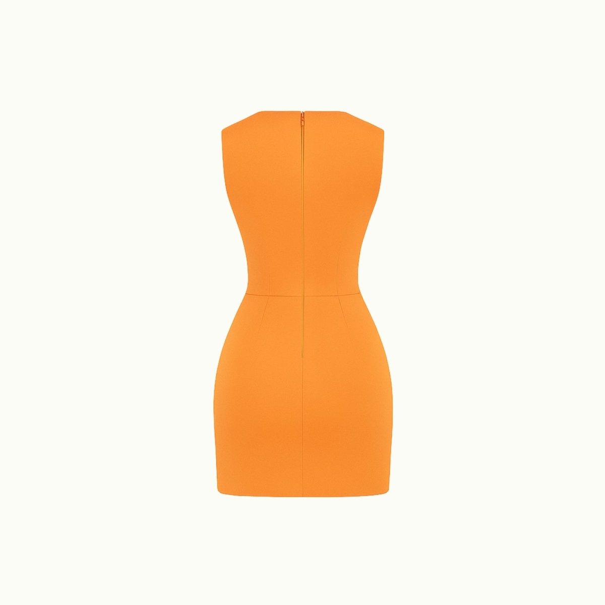 Orange kouvr strapless dress on a white background