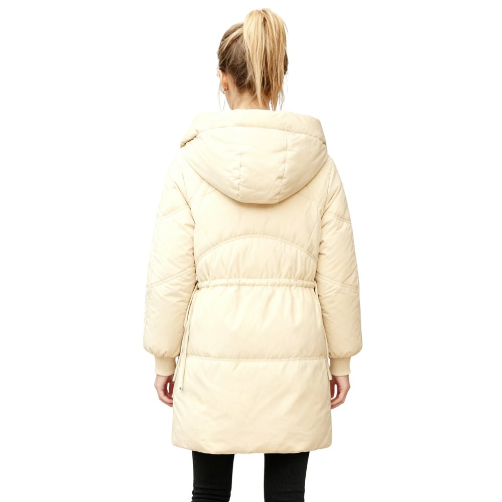 thermal," "down-filled," "all-weather," "wind-resistant," "cocoon coat," and "quilted jacket