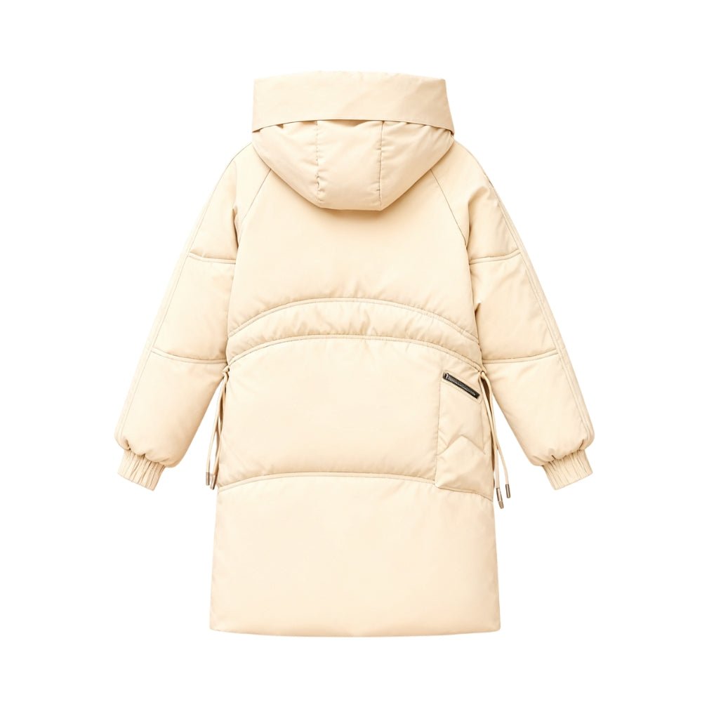 thermal," "down-filled," "all-weather," "wind-resistant," "cocoon coat," and "quilted jacket
