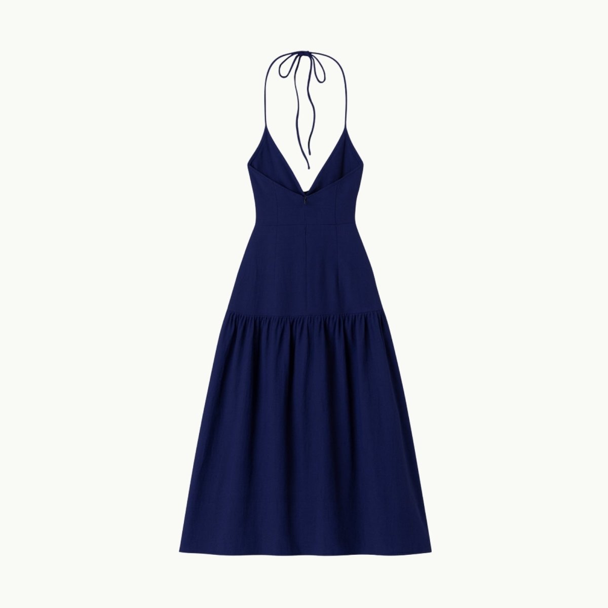 Navy blue kouvr dress on a white background