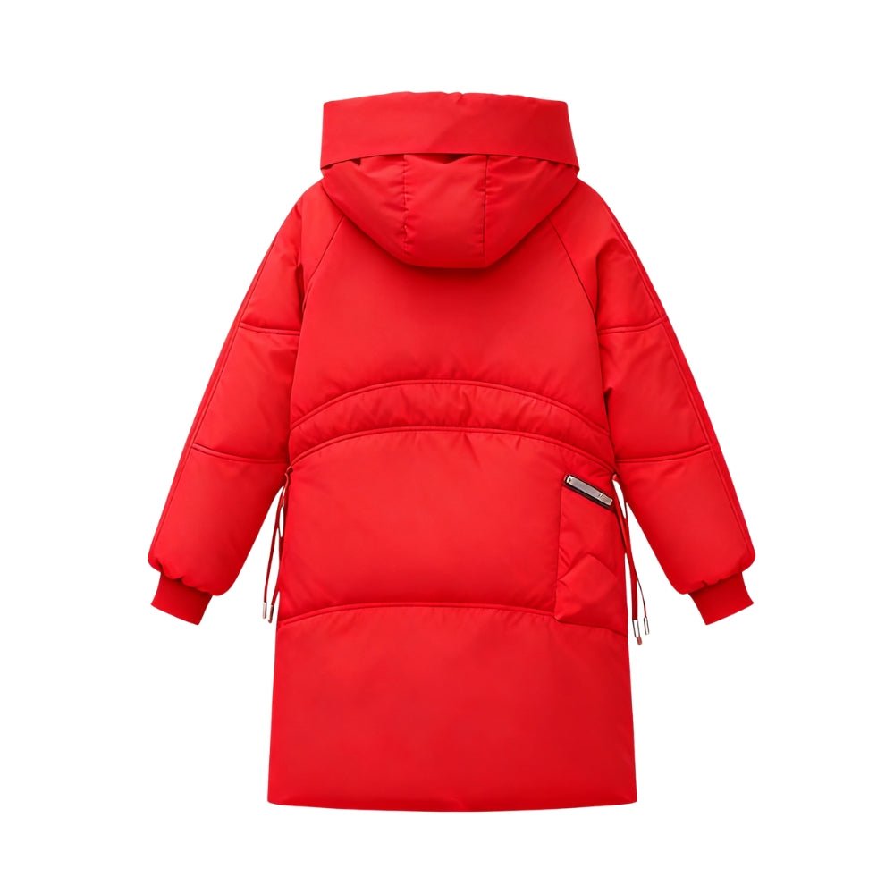 insulated outerwear', 'thermal lining', 'cold weather essentials', 'statement winter coat', and 'water-repellent parka