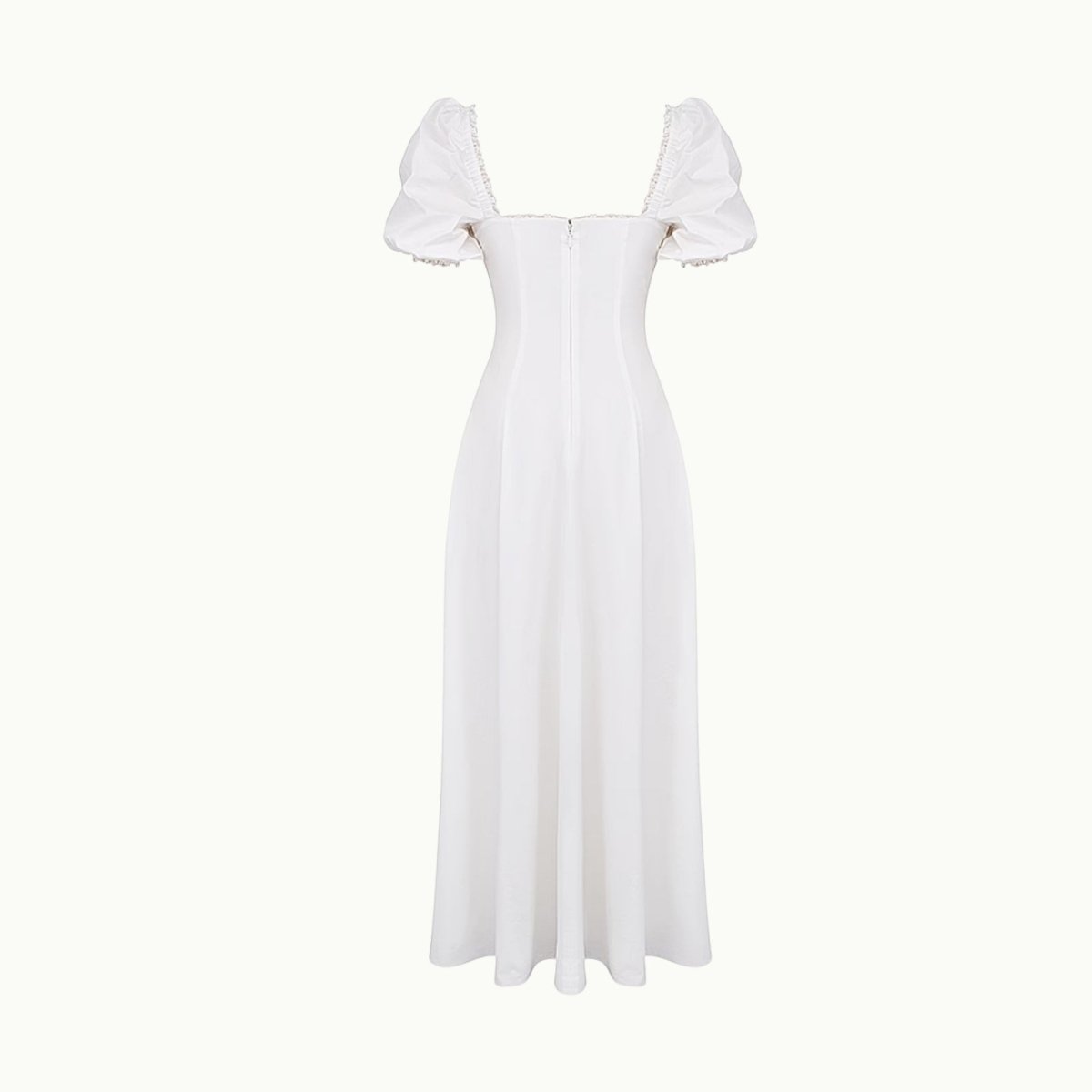 White off-shoulder dress on a white background