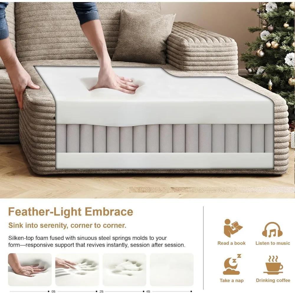 'plush', 'cradle-like comfort', 'ergonomic design', 'pet-friendly fabric', and 'minimalist aesthetic'