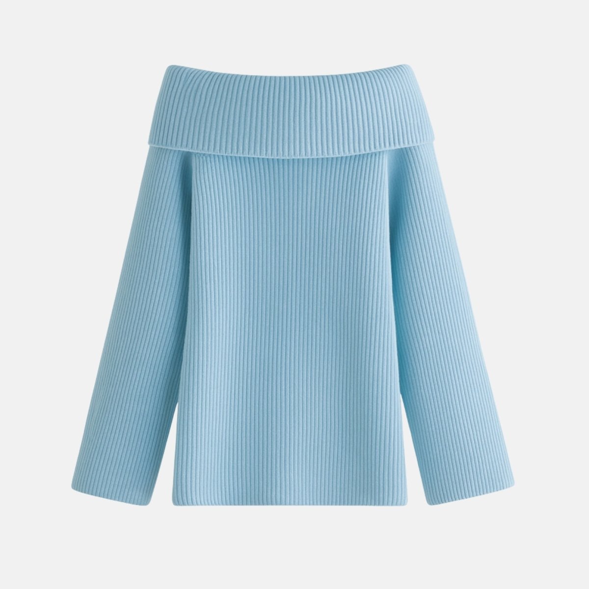 Light blue ribbed sweater on a light gray background