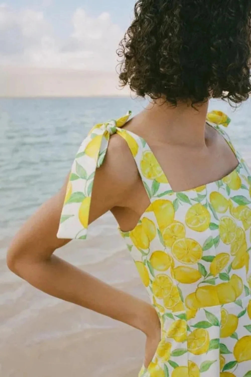 Integrate throughout the description and backend: italian summer dress, amalfi coast style, tie shoulder mini dress, square neck sundress, fit and flare dress, resort wear, vacation dress for women, linen blend dress, brunch dress, bridal shower guest dress