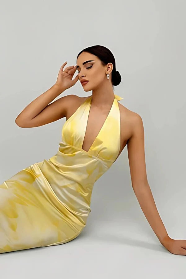 bias cut," "silk charmeuse," "plunge neckline," "floor-length," "elegant," "flowy," "cocktail attire," "destination wedding