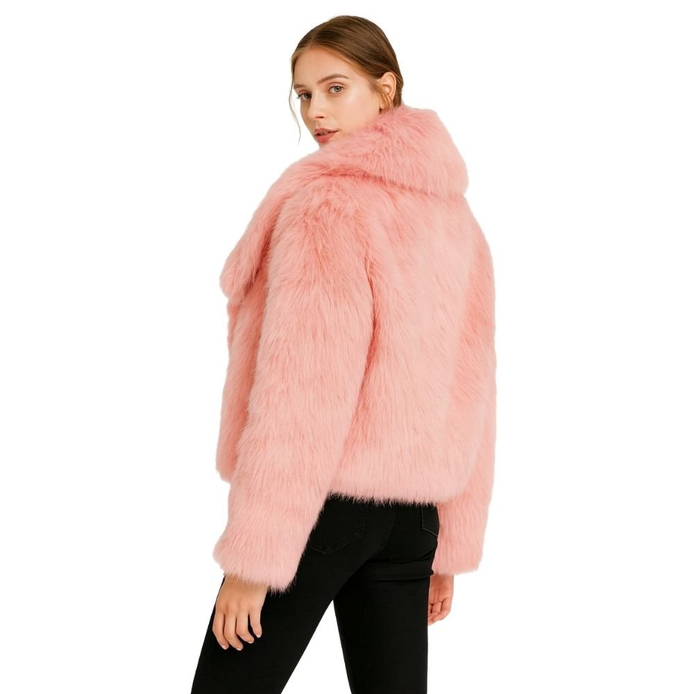 plush statement coat," "eco-friendly luxury outerwear," "winter wedding guest coat," "holiday party jacket," and "cruelty-free fur.