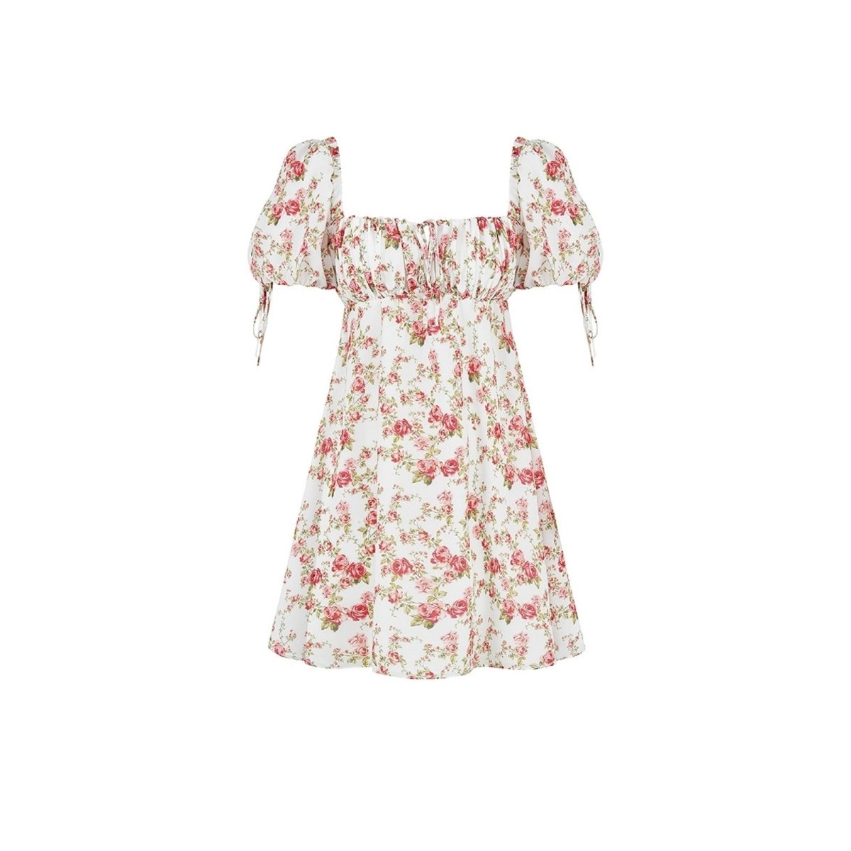 Floral Kouvr dress with off-shoulder design on a white background