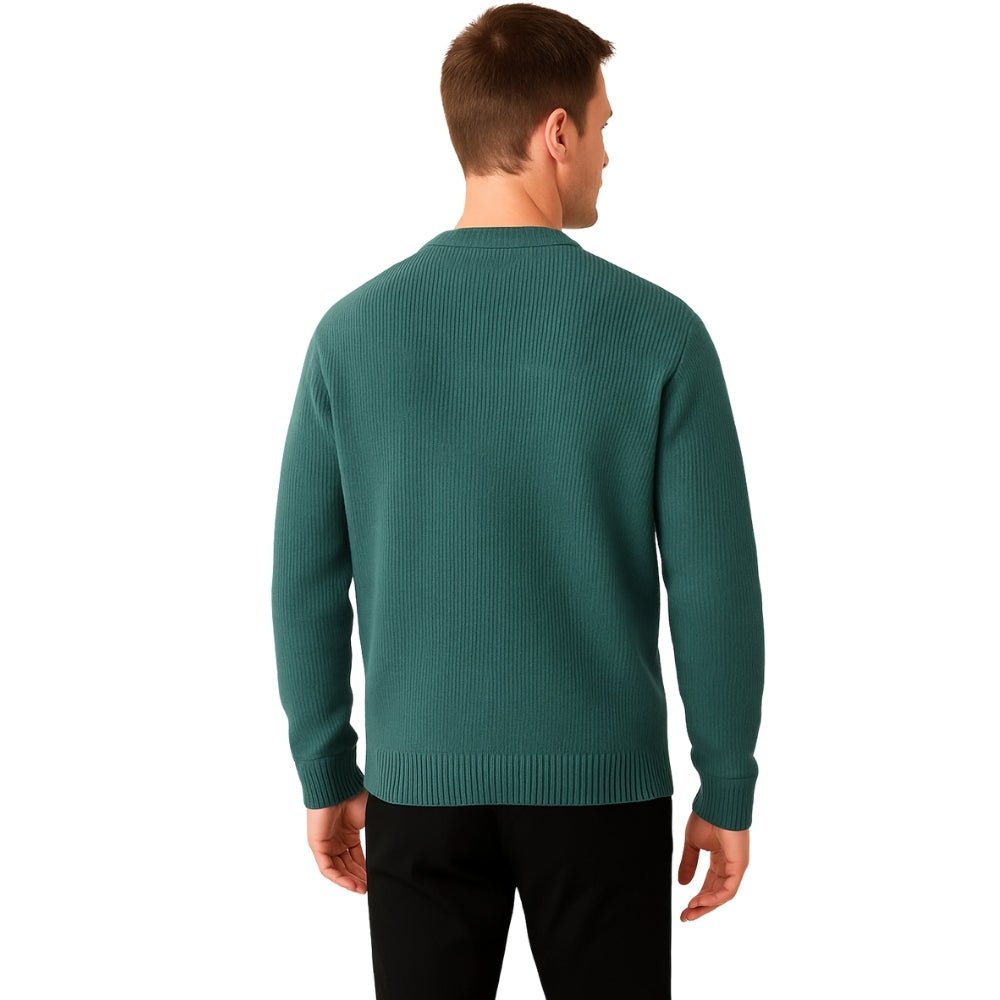 architectural knit, contemporary menswear, merino wool pullover, statement sweater