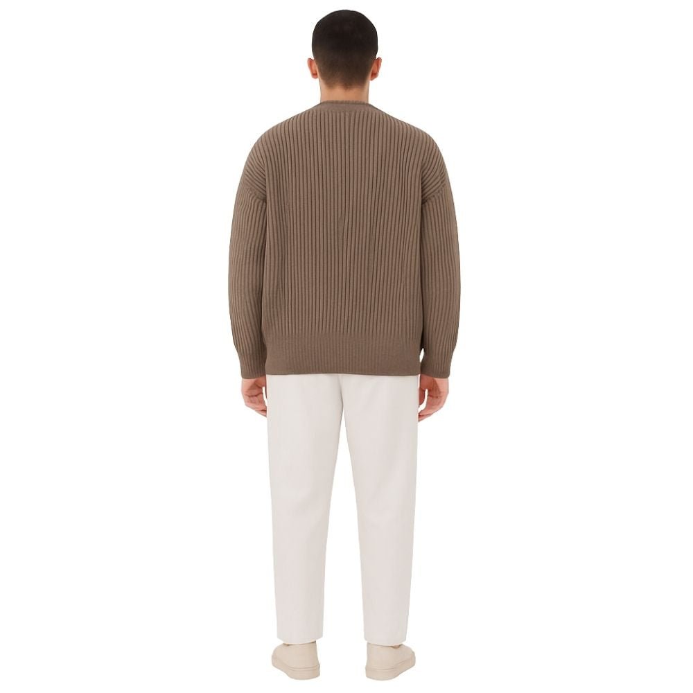 collarless bomber jacket," "men's full-zip sweater," "heavyweight knit," "minimalist cardigan," and "transitional layer