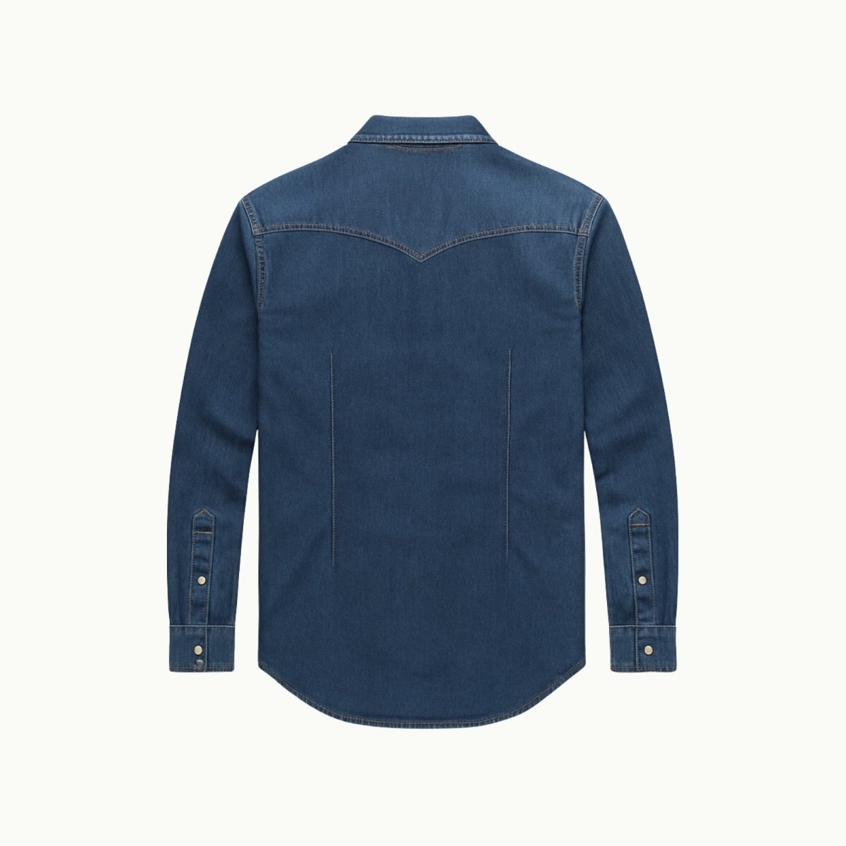 Navy Blue Kouvr denim shirt on a white background