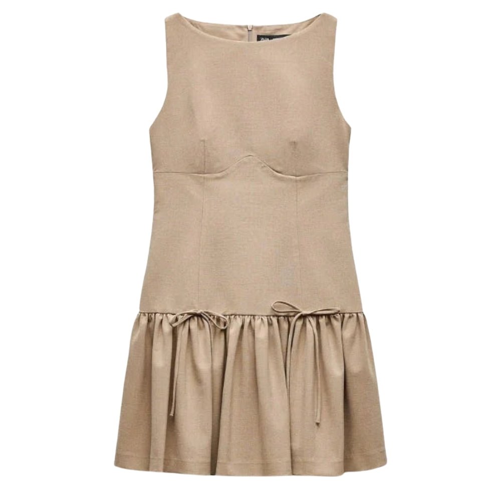  khaki Kouvr sleeveless dress on a white background