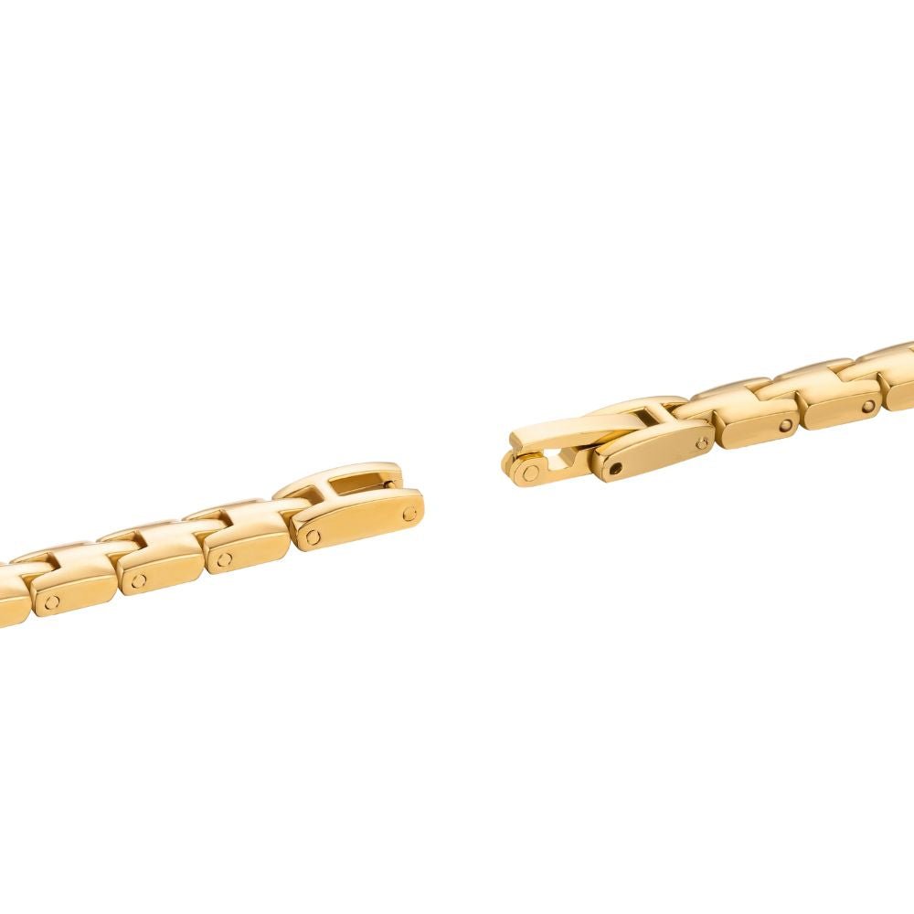 Gold kouvr bracelet on a white background