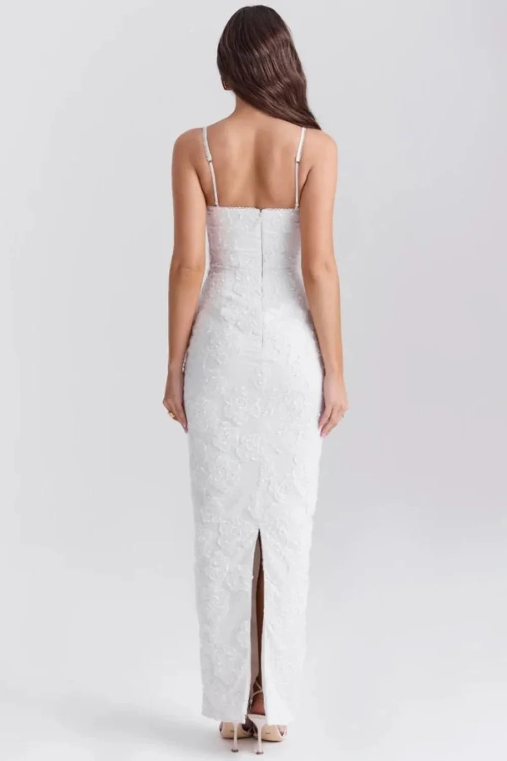 sculptural silhouette," "couture detailing," "ethereal elegance," "minimalist bride," "civil ceremony attire," and "rehearsal dinner outfit