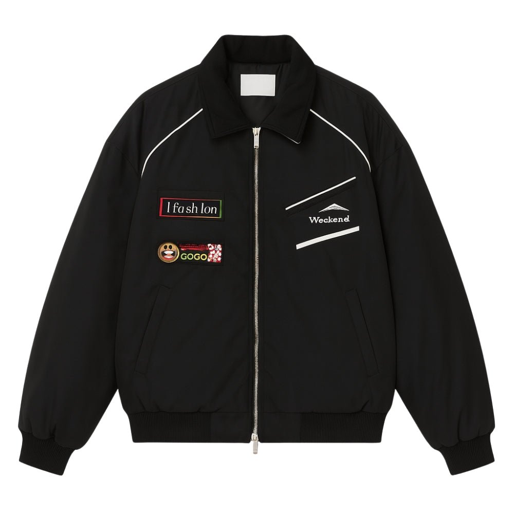 Motorsport Aesthetic, Y2K Moto Jacket, Embroidered Outerwear, Biker Core Fashion, Streetwear Jacket