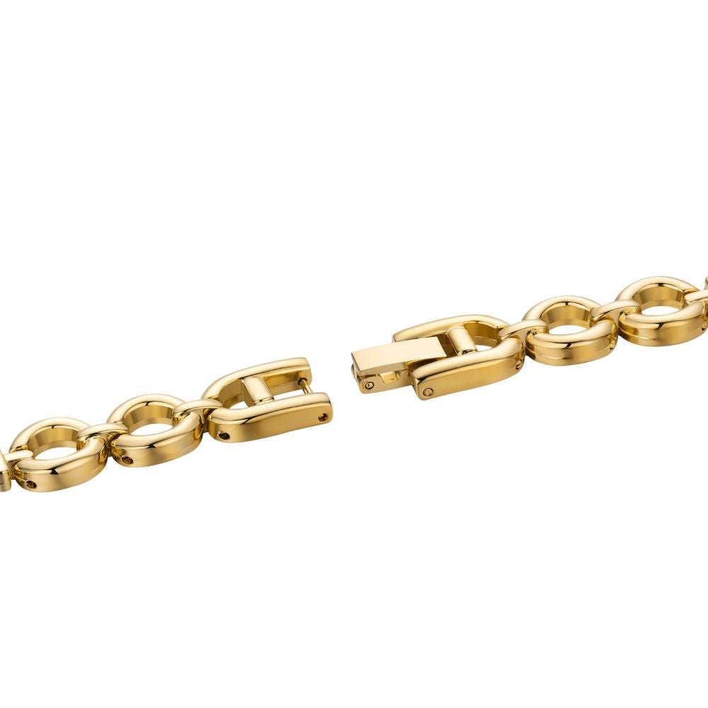 Kouvr Fashion Women's Gold Pearl Bracelet Watch on wrist