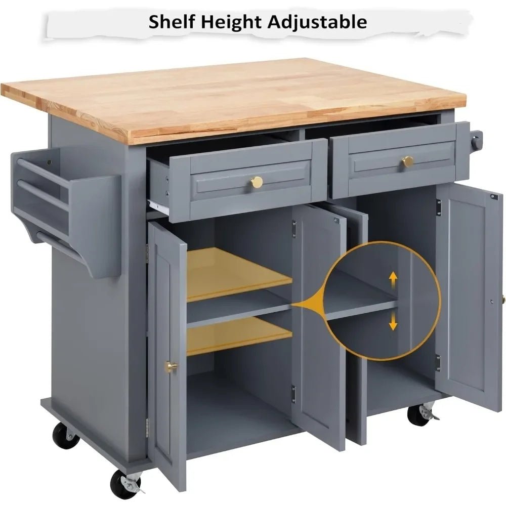 butcher block top," "kitchen prep station," "freestanding kitchen cabinet," "serving trolley," "small space kitchen solution